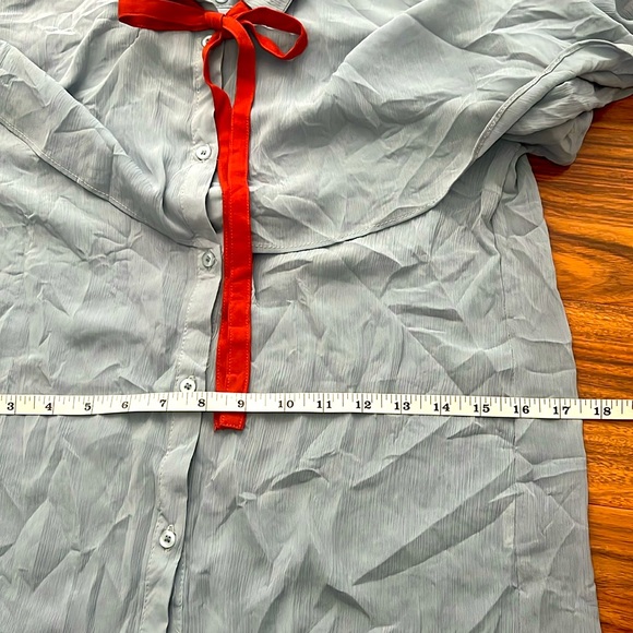 Blue Ruffle front blouse - Picture 13 of 13